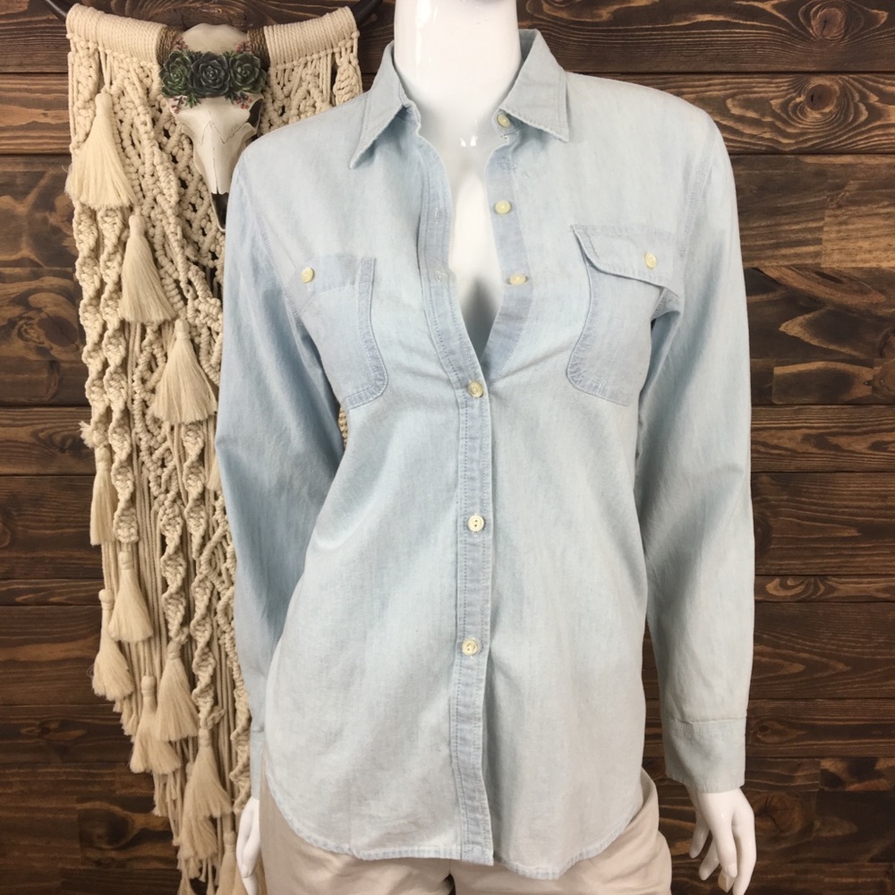 L Ralph Lauren | Denim Button Down Flannel Top
